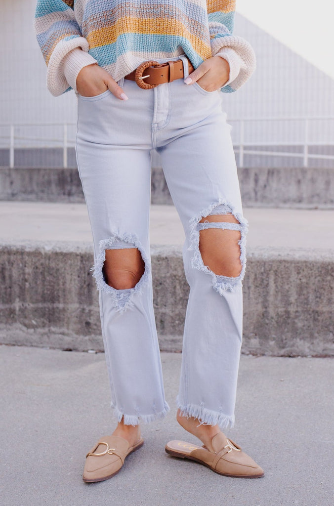 Ice Ice baby High Rise Straight Jeans - BluePeppermint Boutique