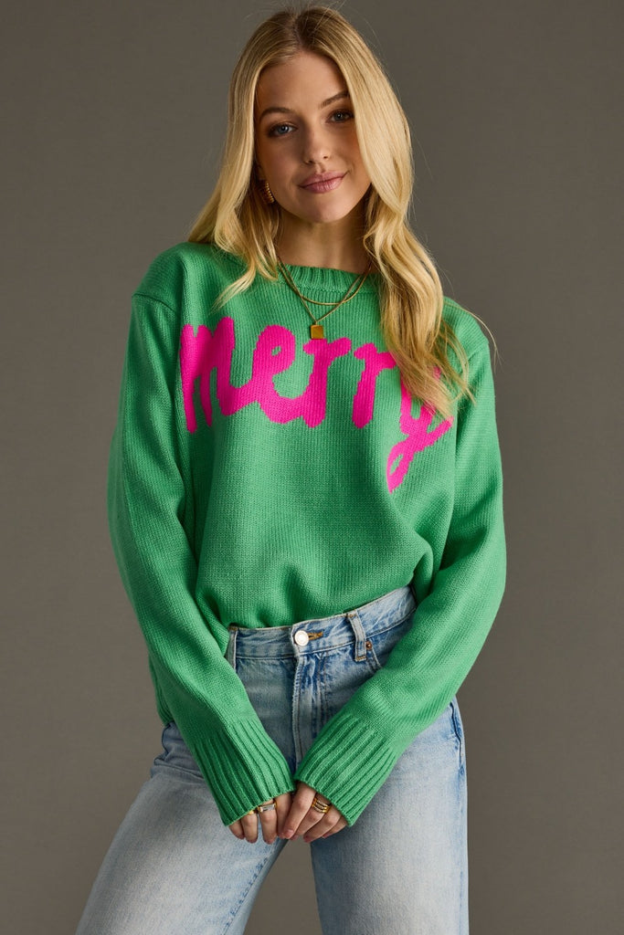 Green Merry Sweater - BluePeppermint Boutique