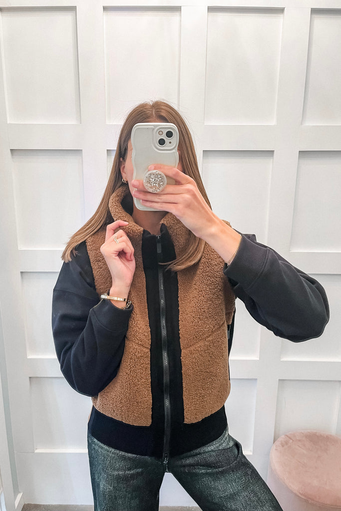 Toffee Sherpa Vest - BluePeppermint Boutique