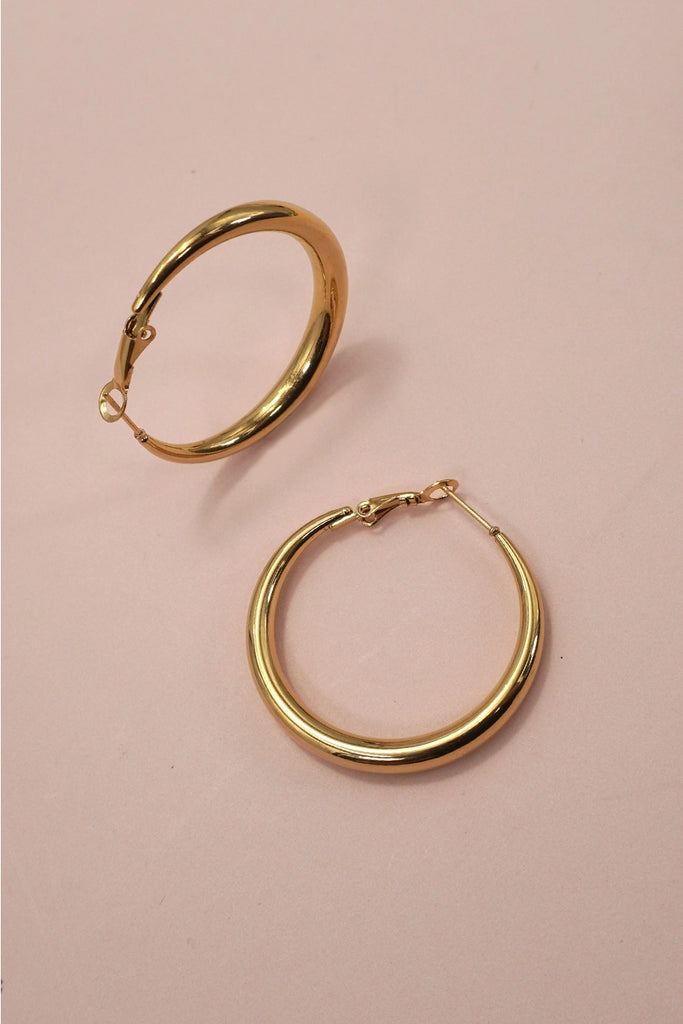Tapered Hoop Earrings - Gold - BluePeppermint Boutique