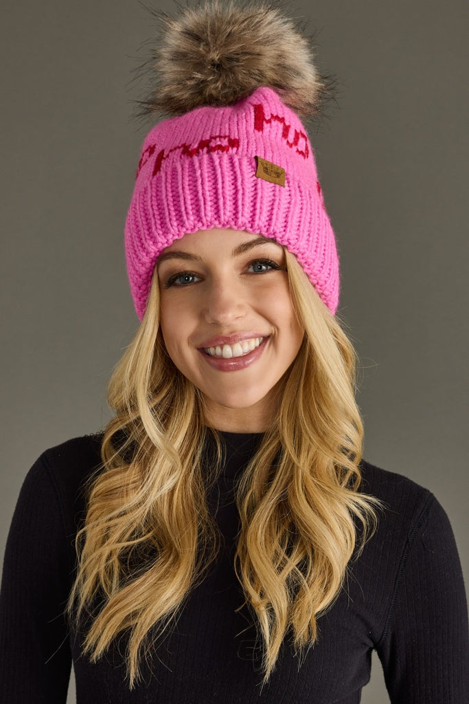 Pink Ho Ho Ho Pom Beanie - BluePeppermint Boutique