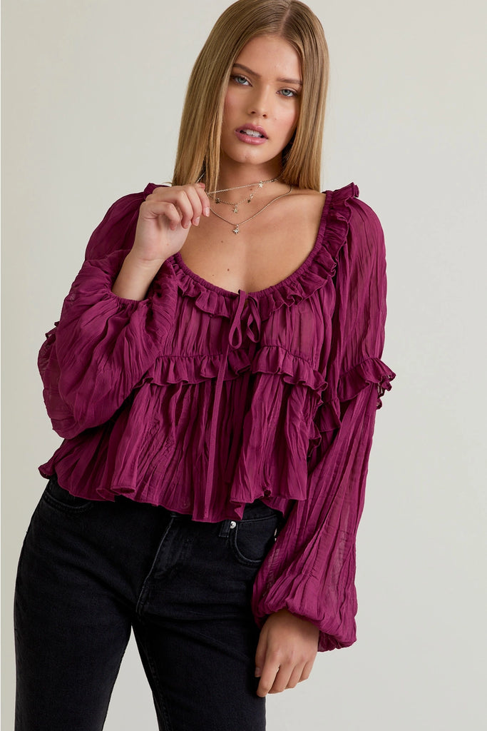 Lyra Ruffle Blouse - BluePeppermint Boutique