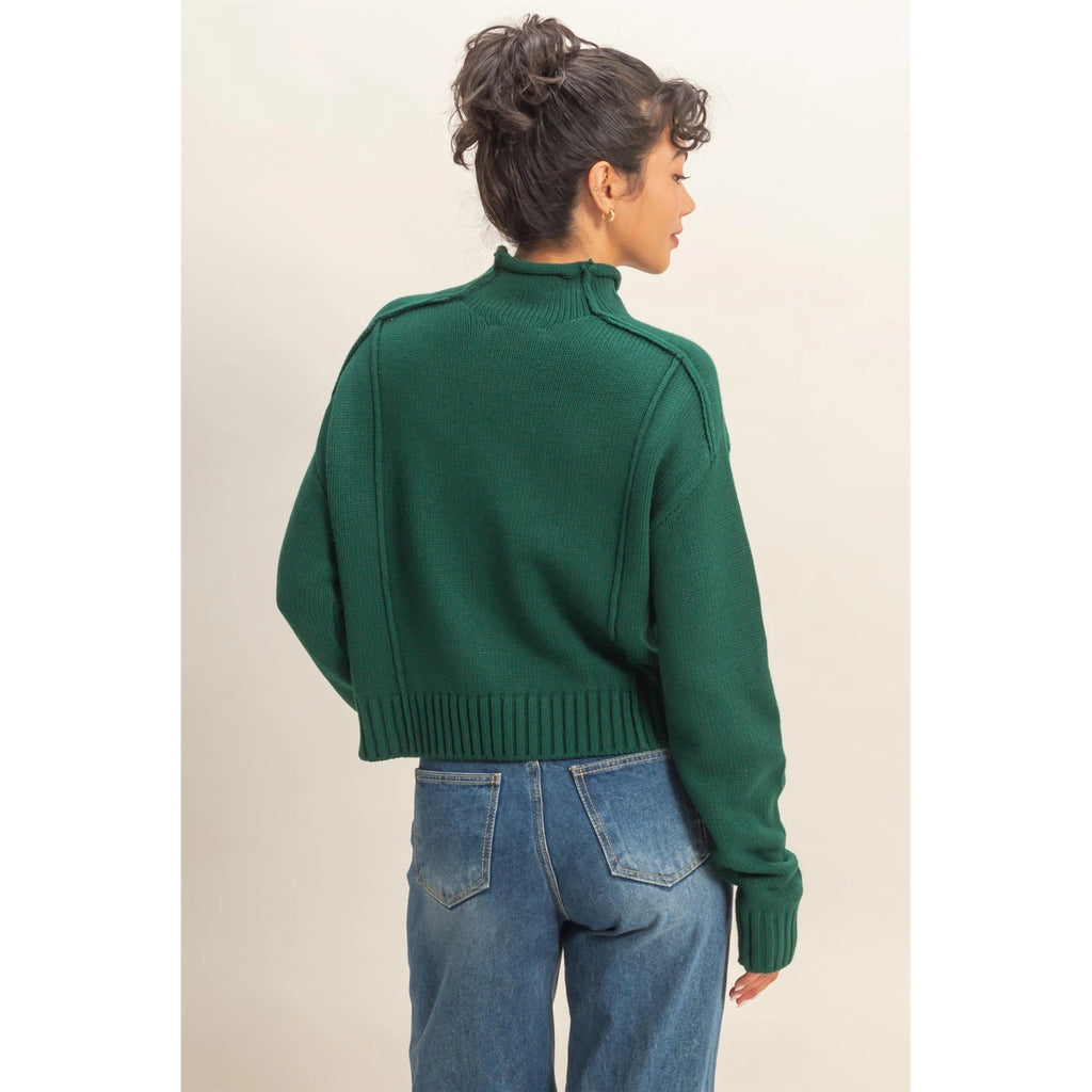 Bobbi High Roll Neck Sweater - Dark Green - BluePeppermint Boutique