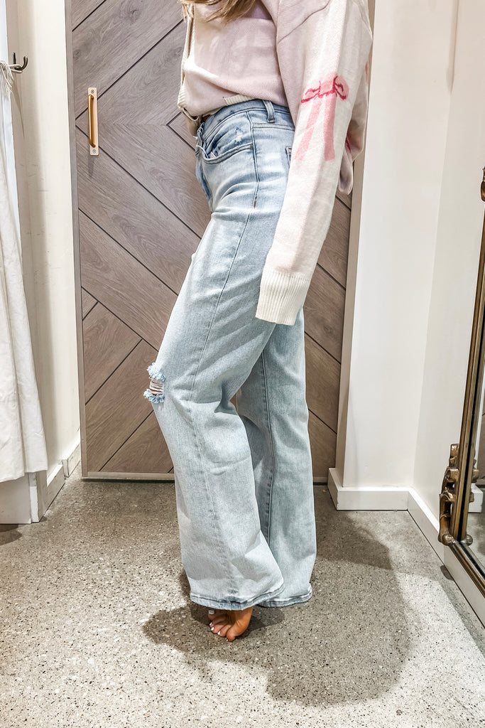 Veronica Vintage Distressed Flare Jeans - BluePeppermint Boutique