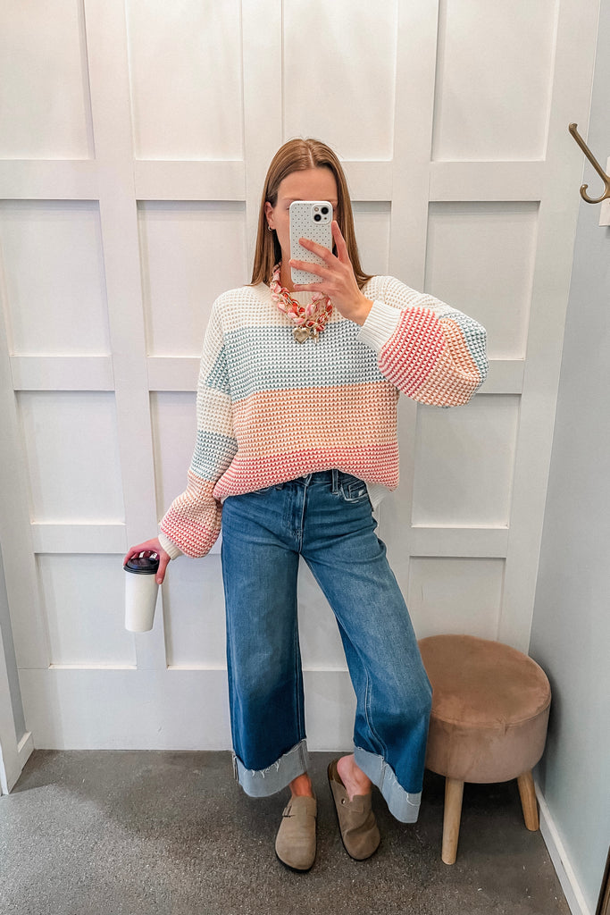 colorblock chenille sweater