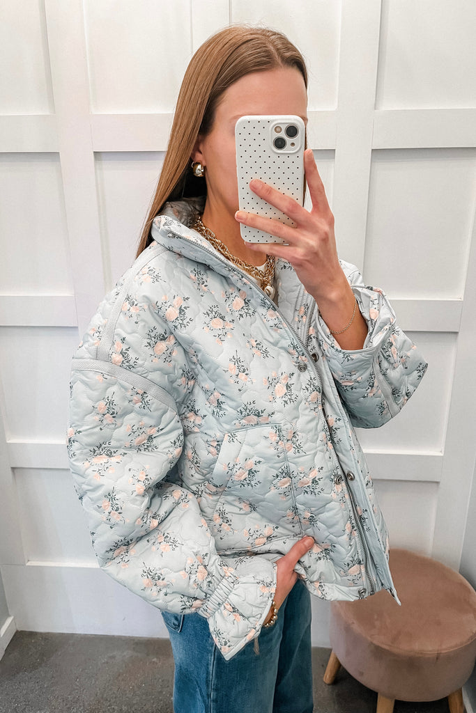 floral print puffer jacket