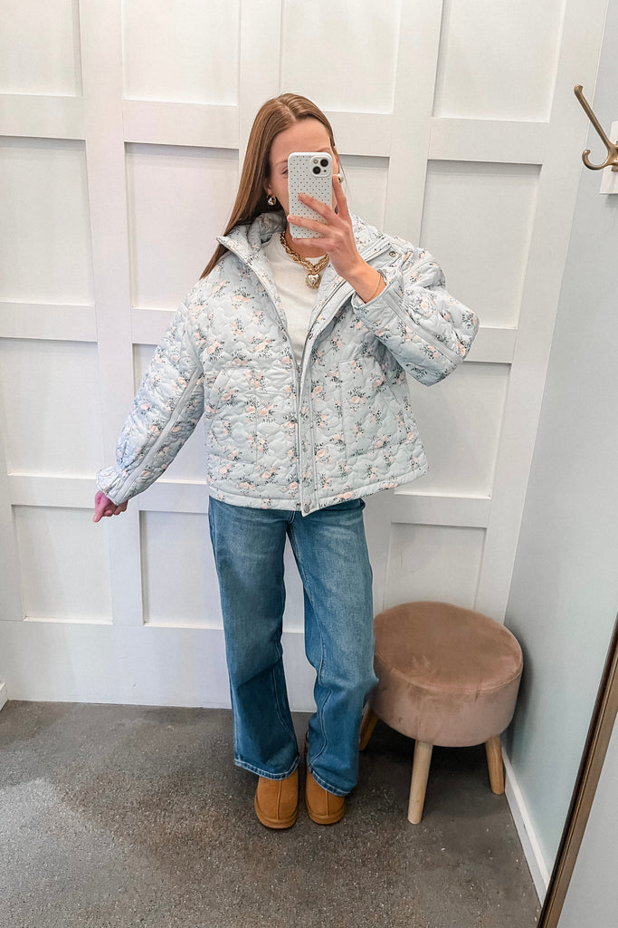 floral print puffer jacket