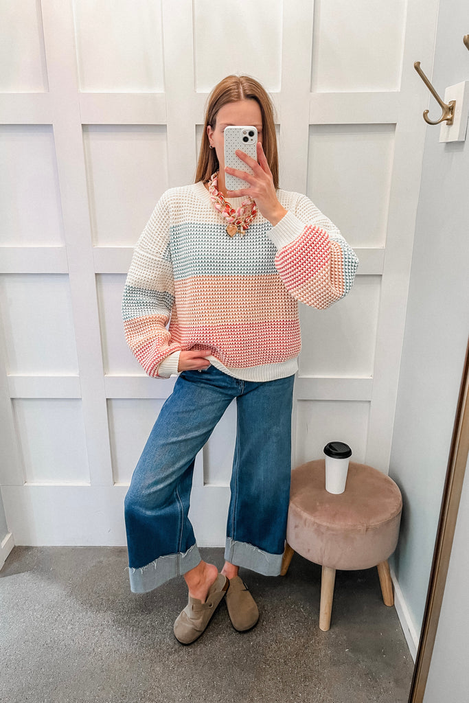 colorblock chenille sweater