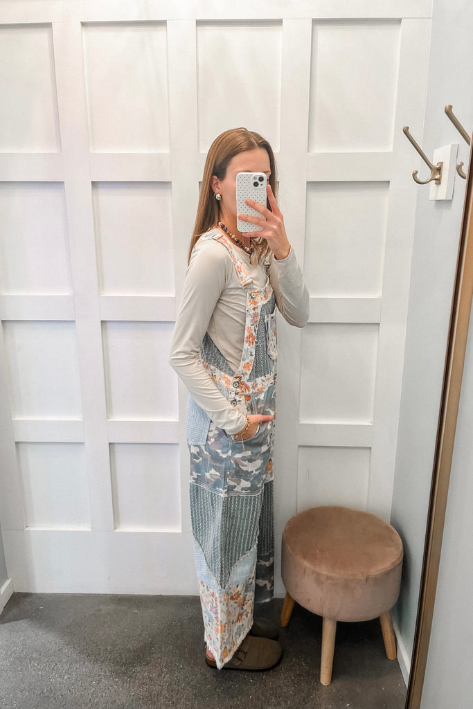 floral print overalls