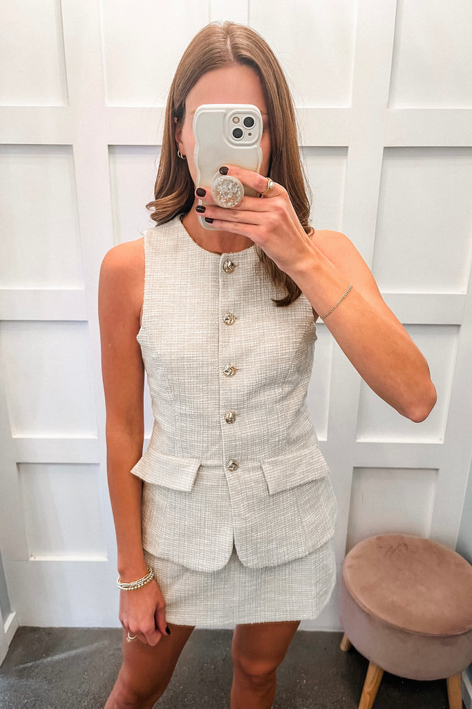 tweed vest and skirt set