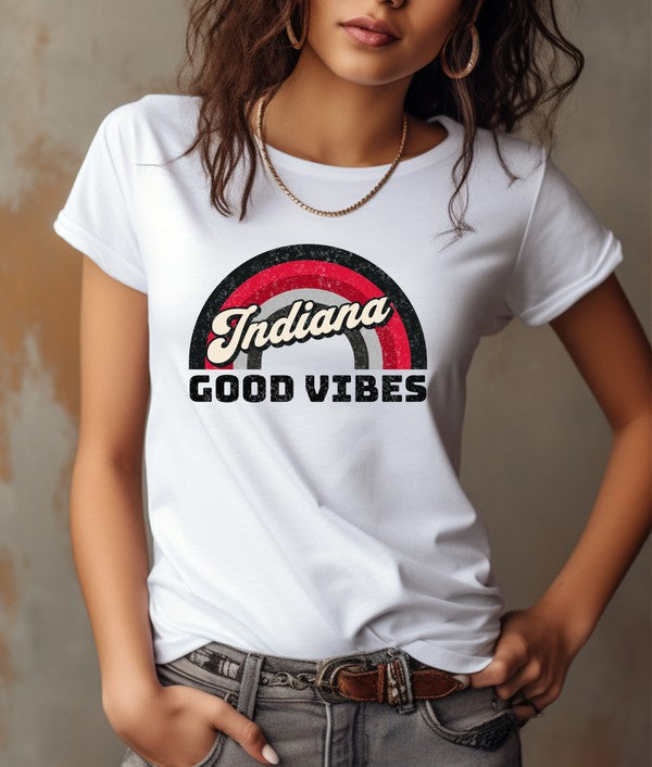 Indiana Rainbow Good Vibes Graphic Tee - BluePeppermint Boutique