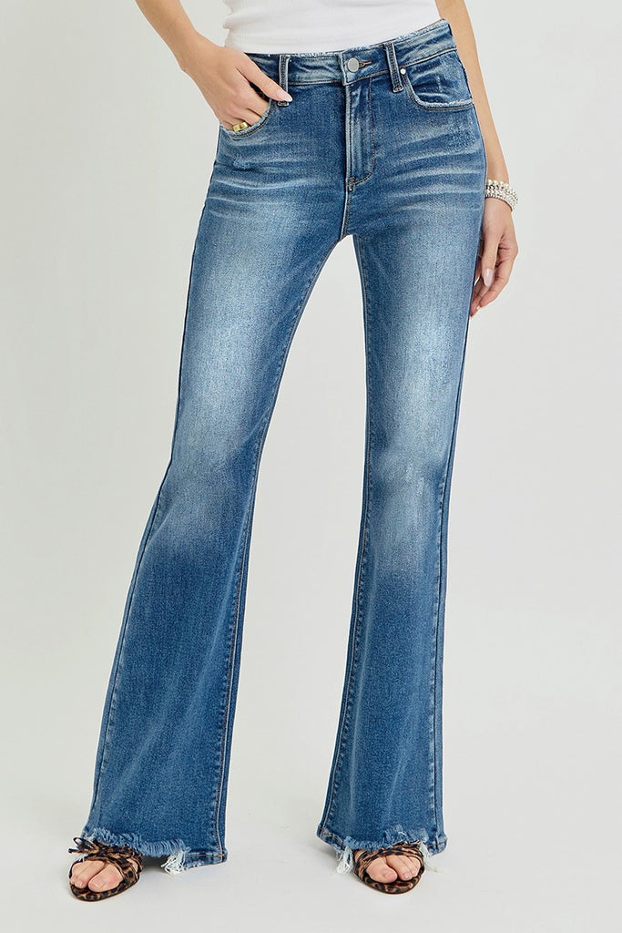 Risen | Palmetto Tummy Control Flare Jeans - BluePeppermint Boutique