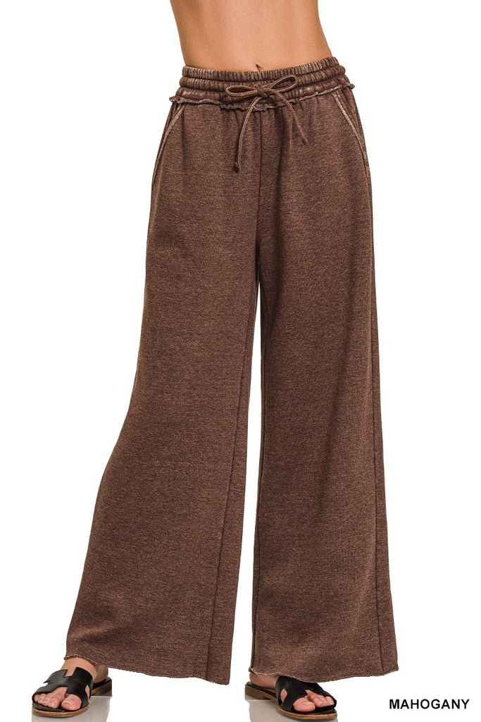 Arlo Acid Wash Palazzo Sweatpants - BluePeppermint Boutique