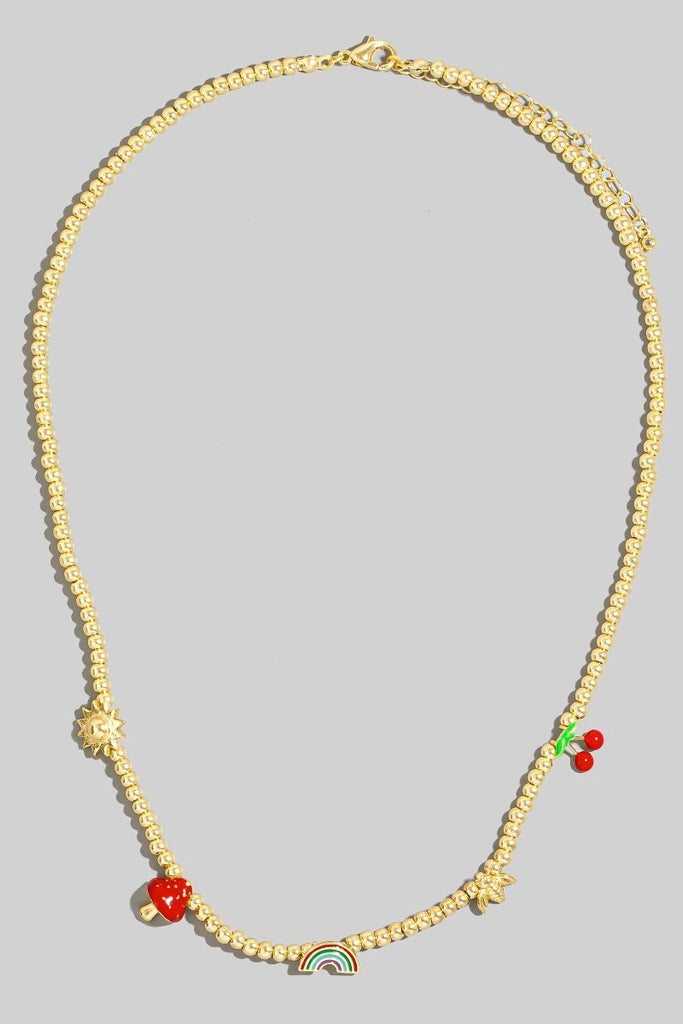 Cheery Beaded Charm Necklace - BluePeppermint Boutique