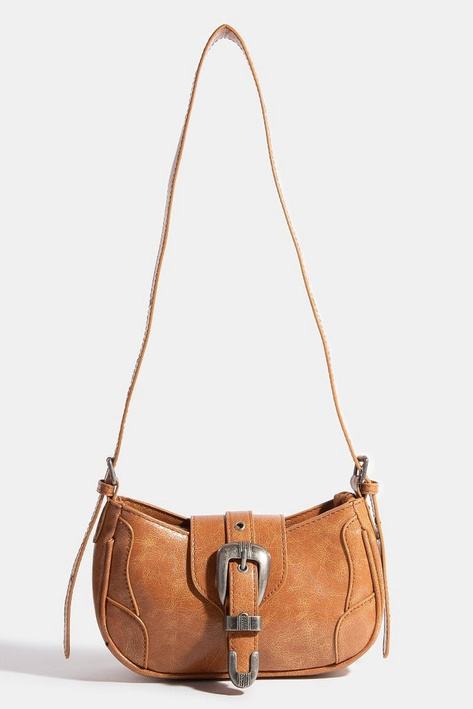 Boone Buckle Bag - Brown - BluePeppermint Boutique