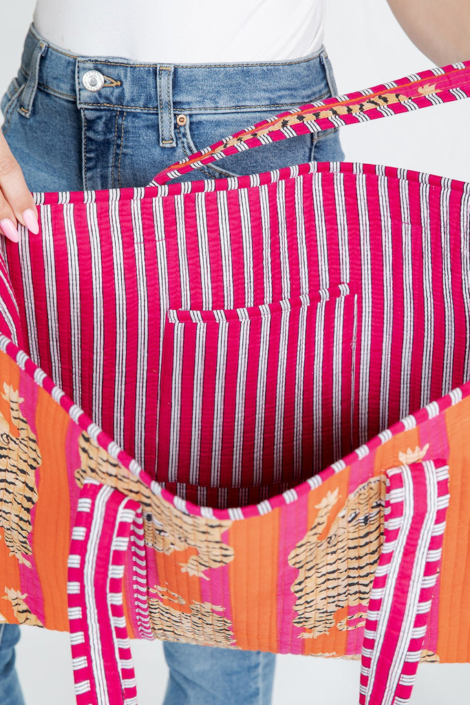 Reversible Tiger Tote Bag - Orange - BluePeppermint Boutique
