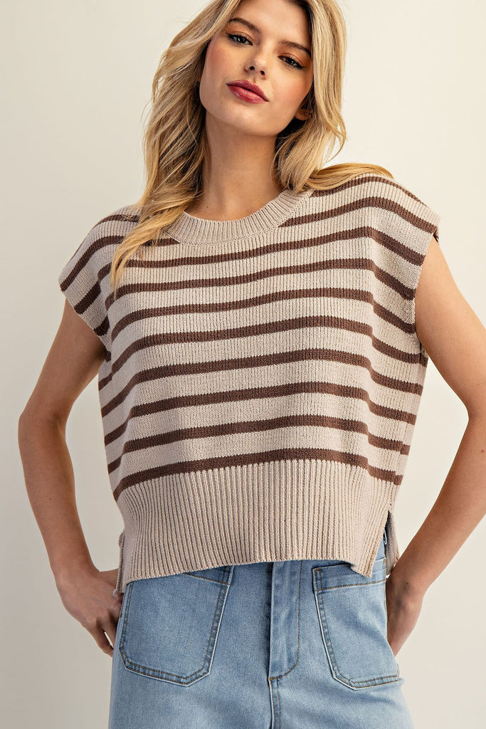 Butler Striped Knit Top - BluePeppermint Boutique