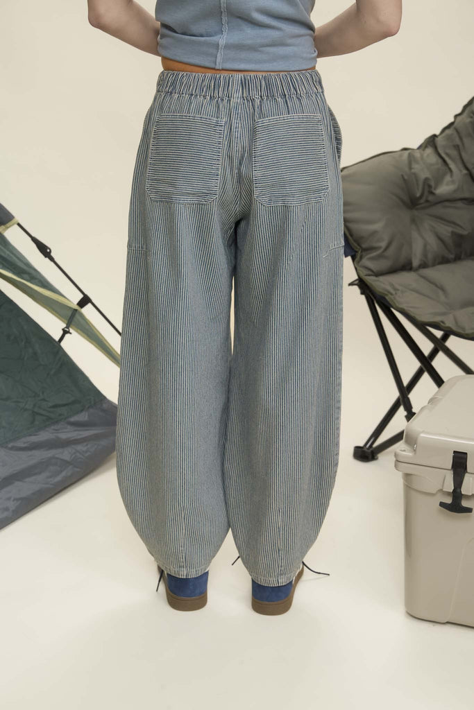 Dean Striped Barrel Pants - BluePeppermint Boutique
