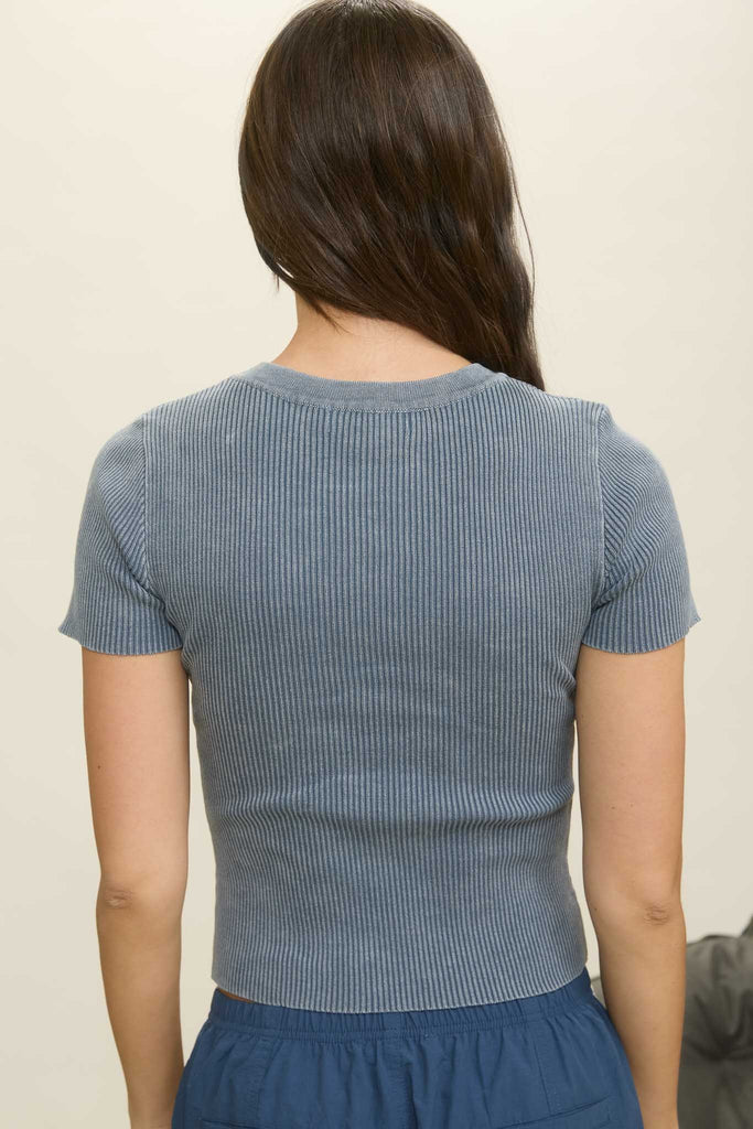 Blues Ribbed Tee - BluePeppermint Boutique