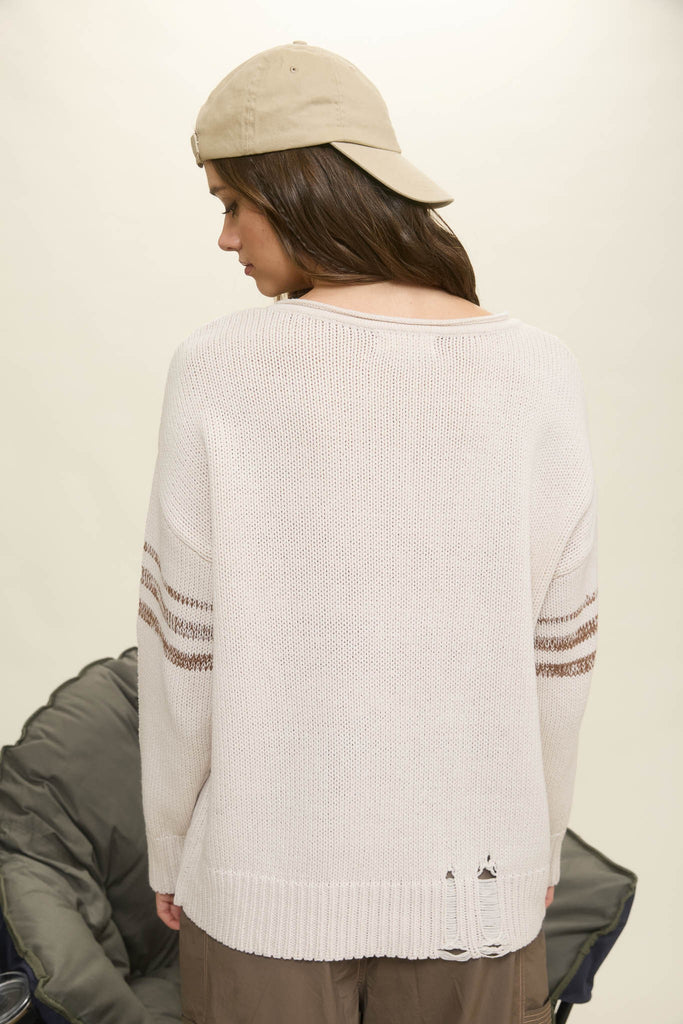 Collegiate Distressed Sweater - BluePeppermint Boutique