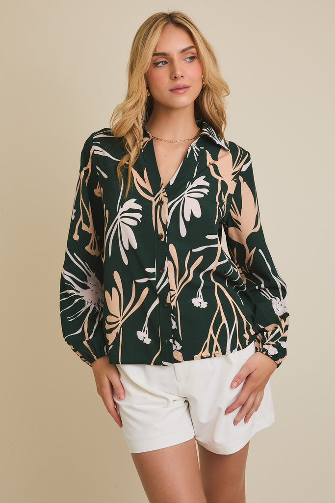 Jewel Floral Blouse - BluePeppermint Boutique