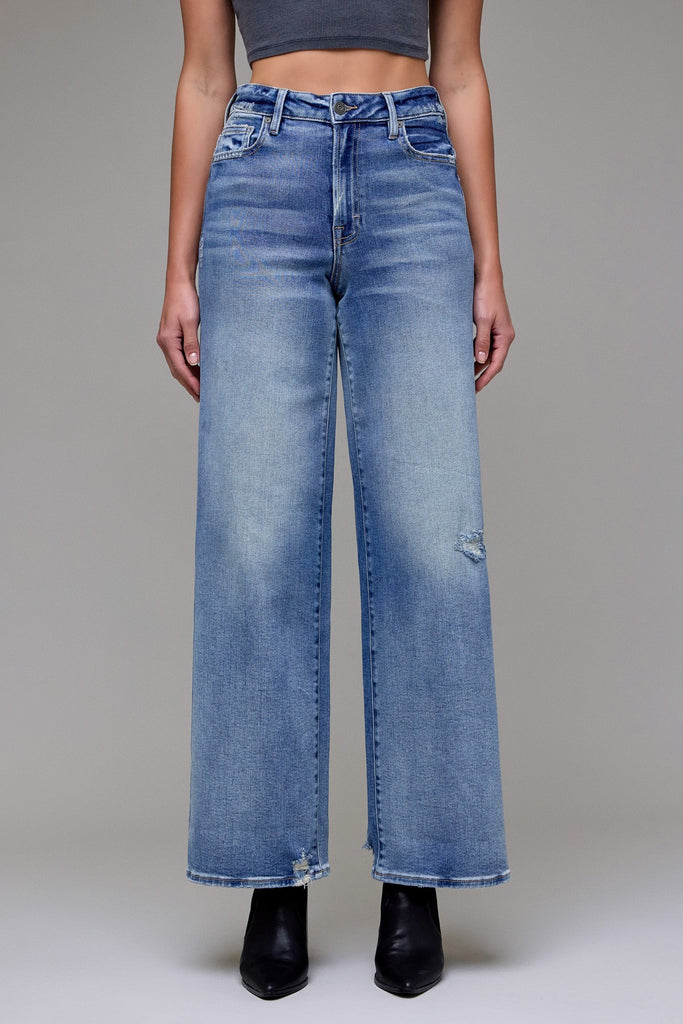 Wide leg high rise jeans