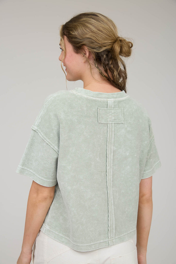 Ribbed Pocket Tee - BluePeppermint Boutique