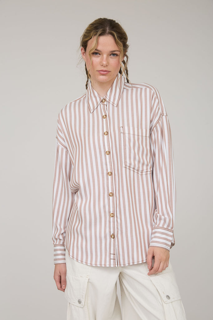 Draper Striped Button Down - BluePeppermint Boutique