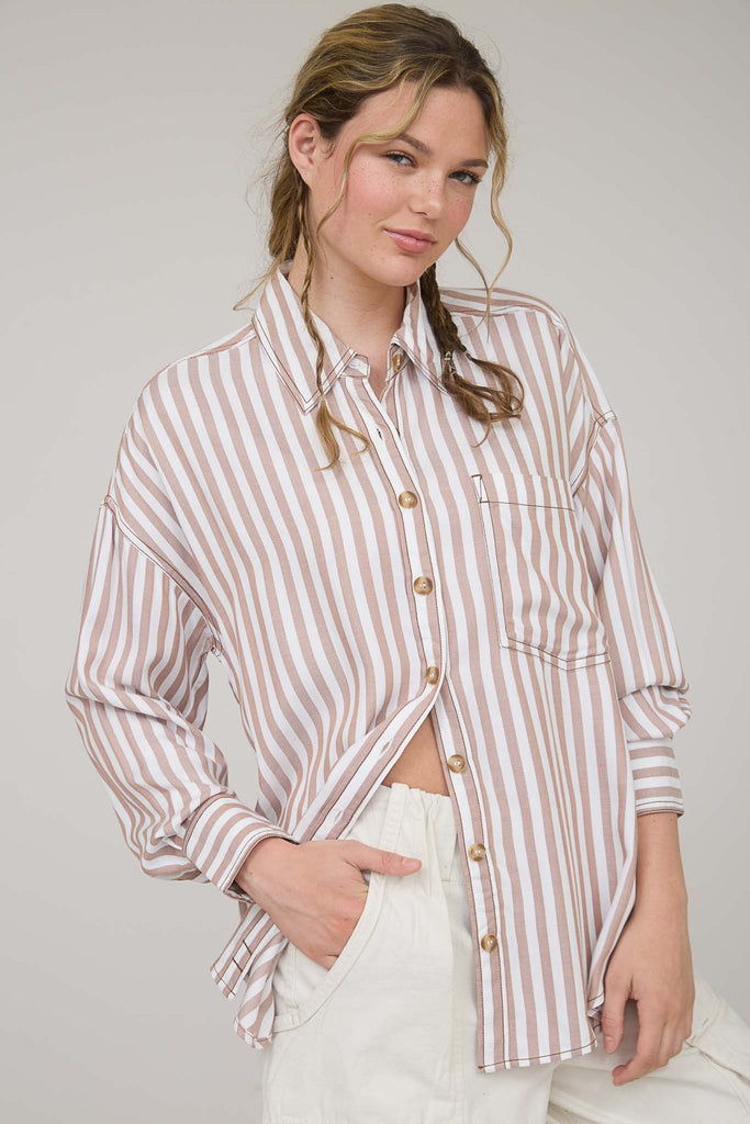Draper Striped Button Down - BluePeppermint Boutique