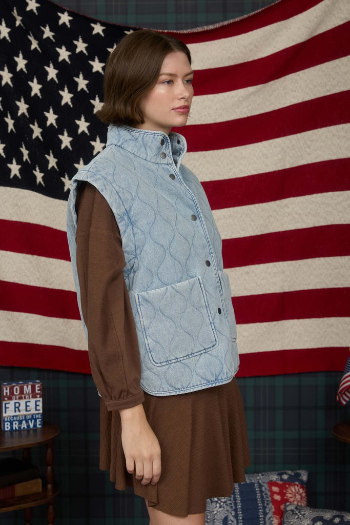 Gunner Quilted Vest - BluePeppermint Boutique
