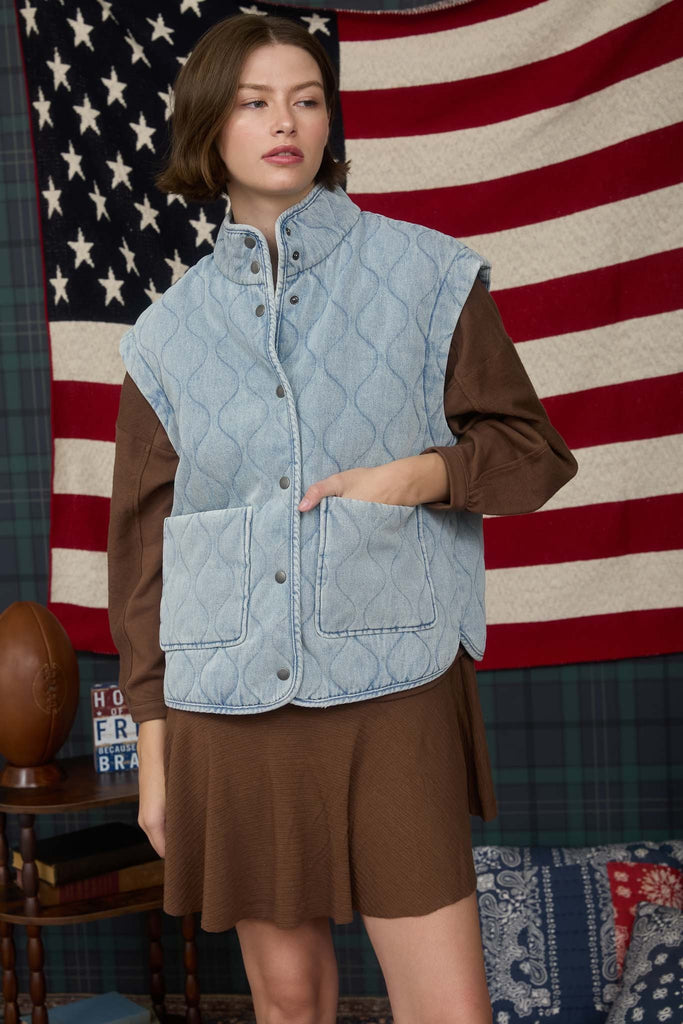 Gunner Quilted Vest - BluePeppermint Boutique