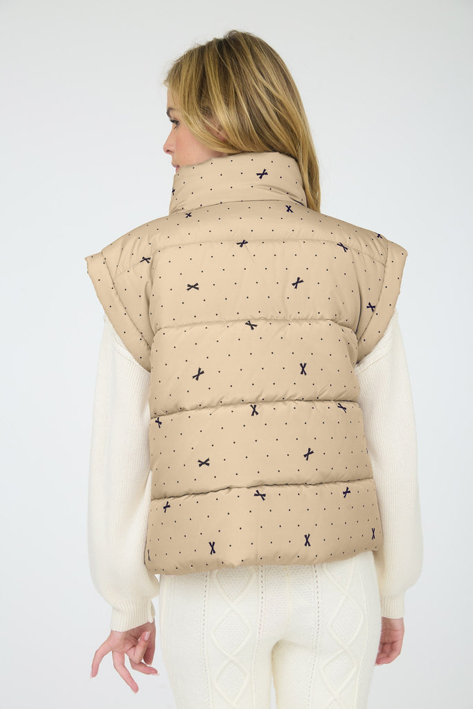 Polka Dot Bow Puffer Vest - BluePeppermint Boutique