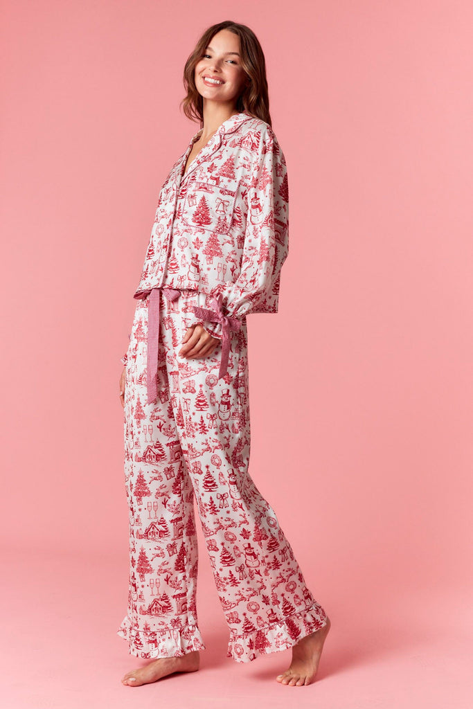 Christmas Satin Pajama Set - Red - FINAL SALE - BluePeppermint Boutique