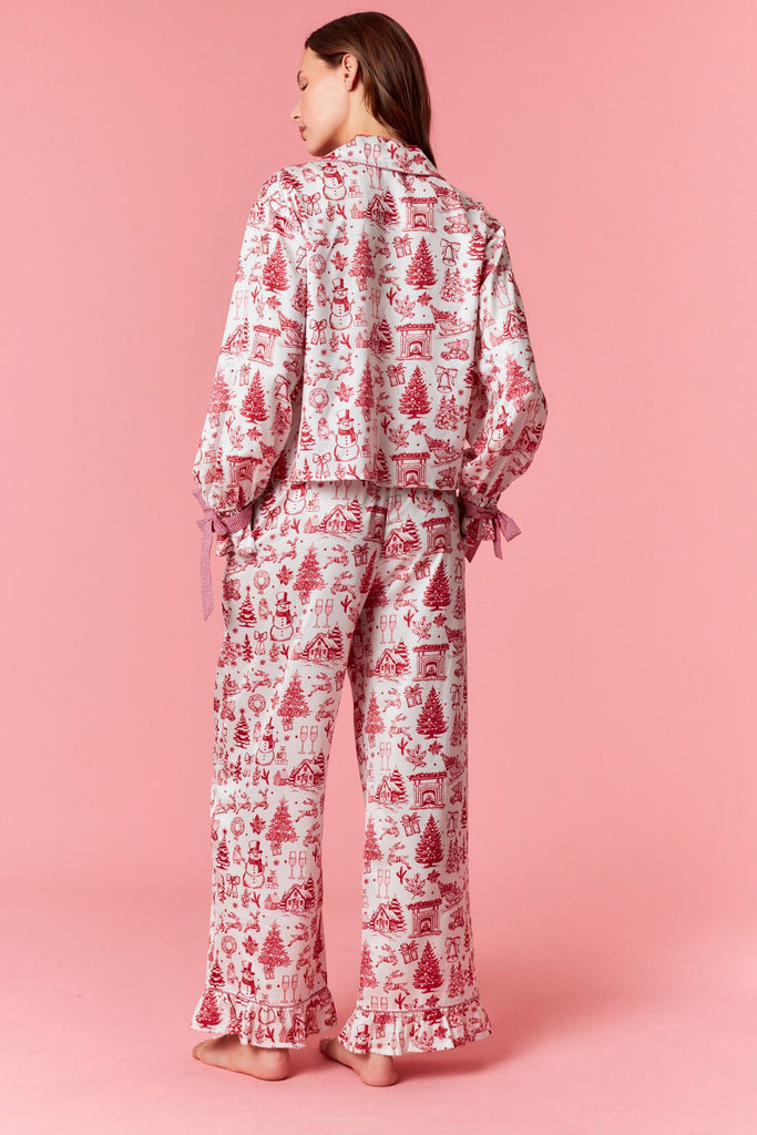 Christmas Satin Pajama Set - Red - FINAL SALE - BluePeppermint Boutique