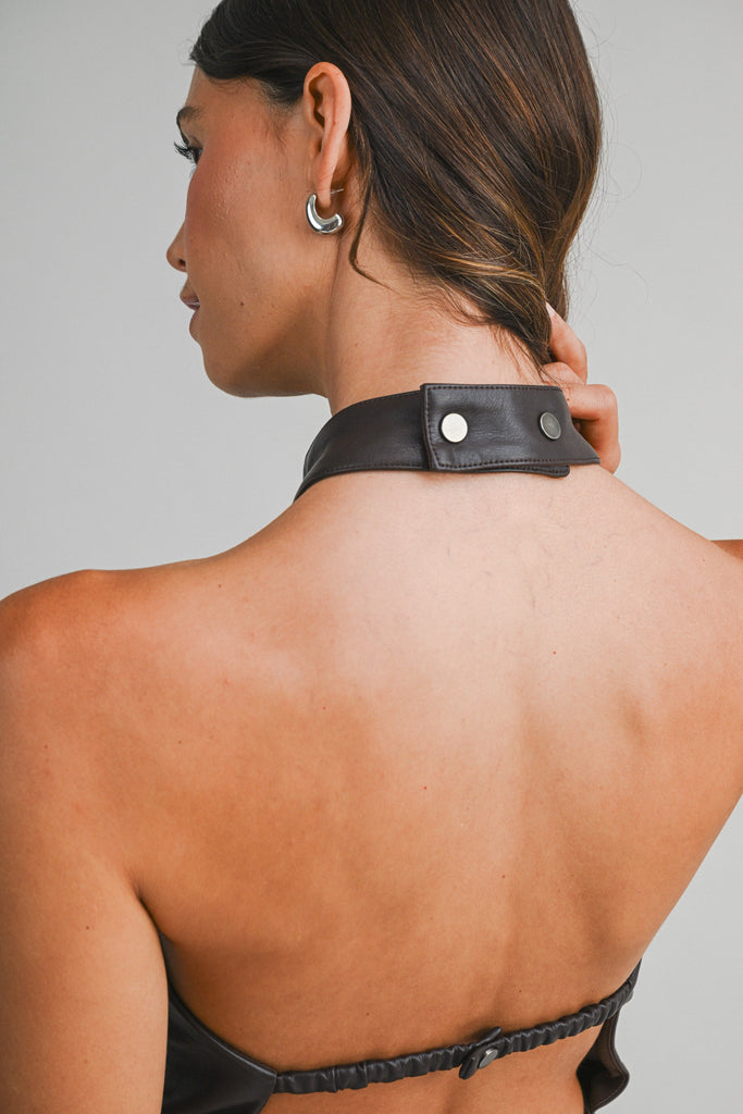 Leather Halter Dress - BluePeppermint Boutique