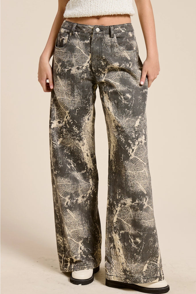 Grunge Splatter Wide Leg Jeans - BluePeppermint Boutique