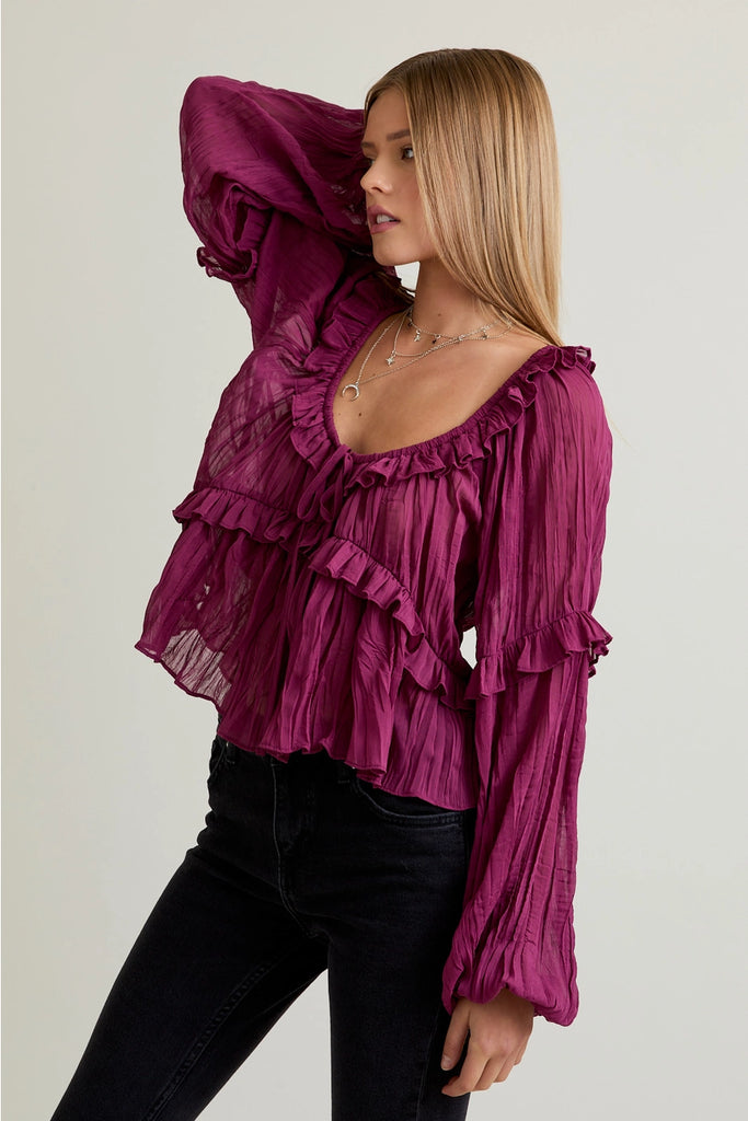 Lyra Ruffle Blouse - BluePeppermint Boutique