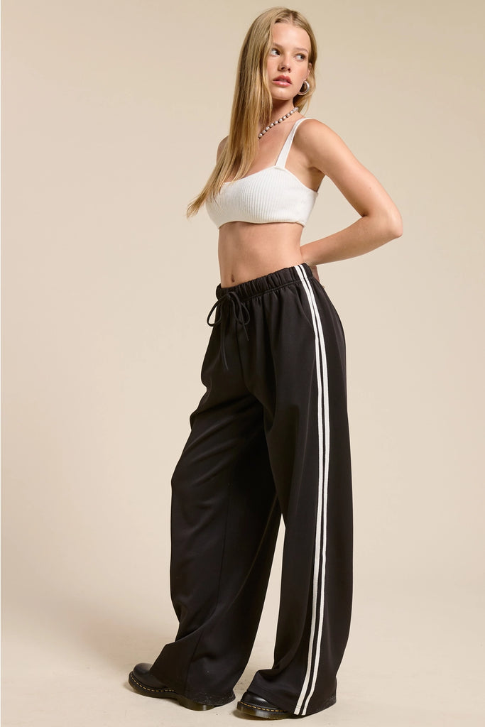 Hurdle Wide Leg Track Pants - BluePeppermint Boutique