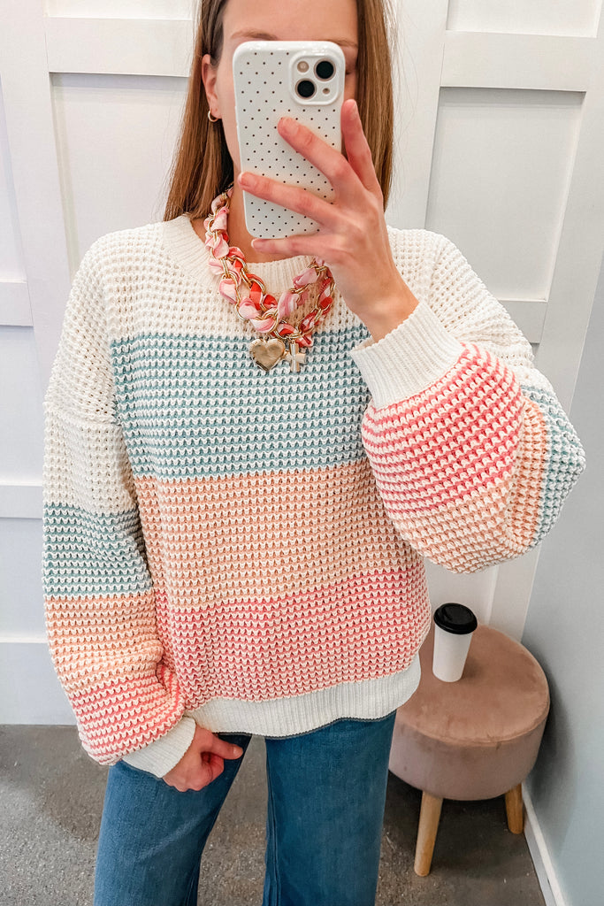 colorblock chenille sweater