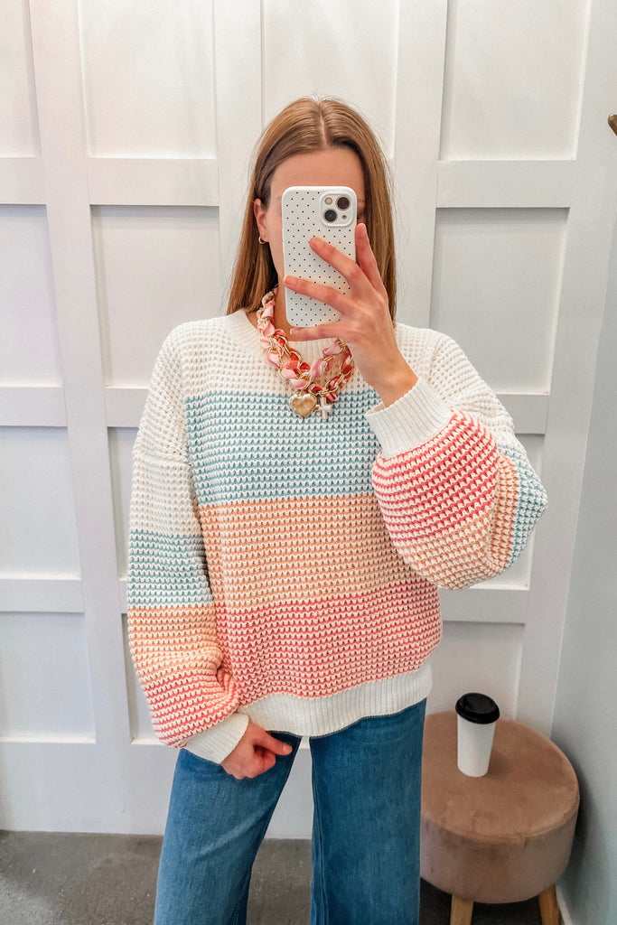 colorblock chenille sweater
