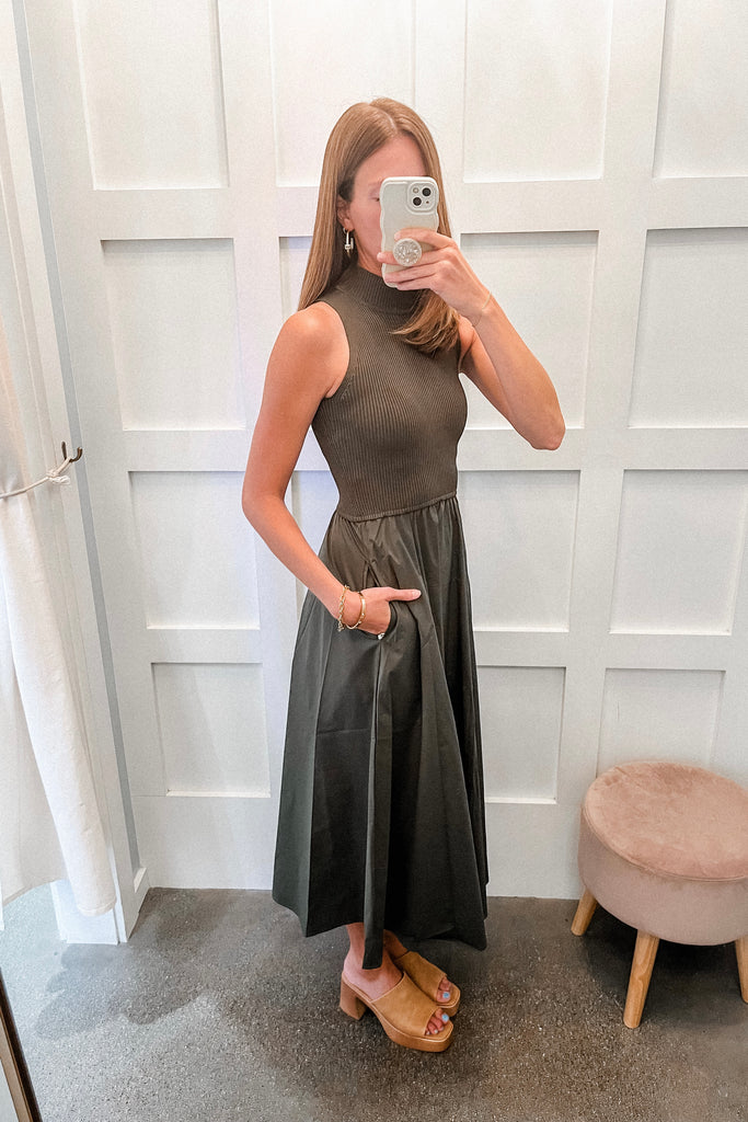 Midnight Midi Dress - Pine - BluePeppermint Boutique