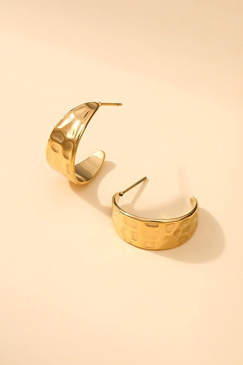 Hammered Half Hoop Earrings - BluePeppermint Boutique