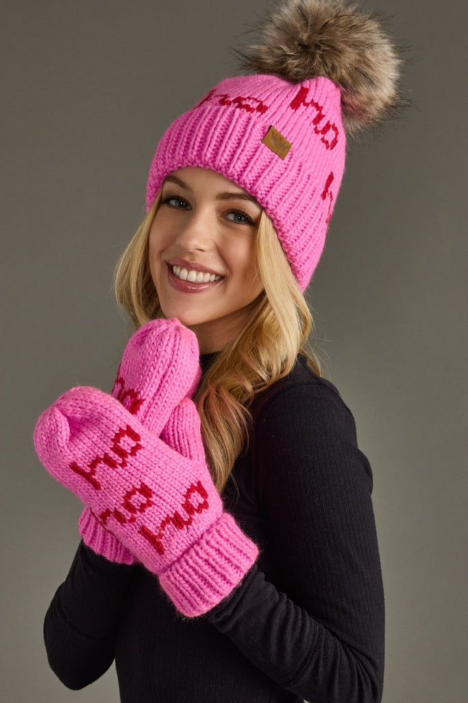 Pink Ho Ho Ho Mittens - BluePeppermint Boutique