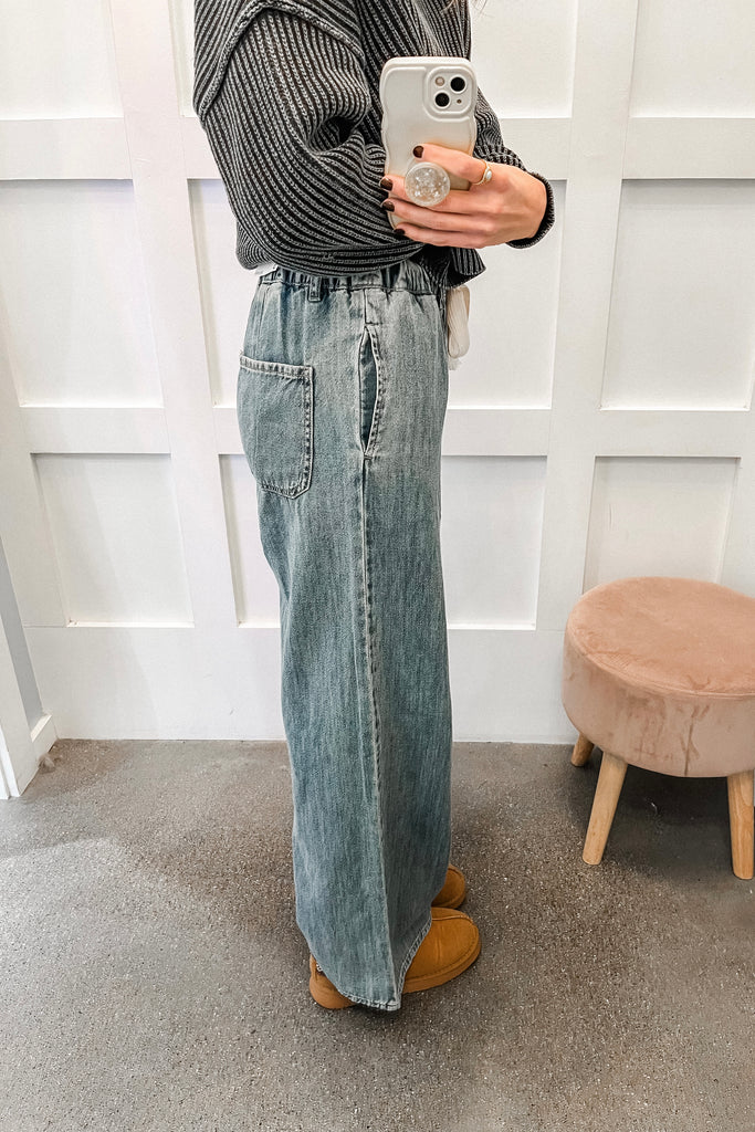drawstring denim pants