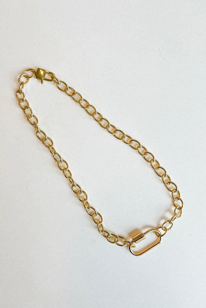 Chunky Gold Carabiner Necklace - BluePeppermint Boutique