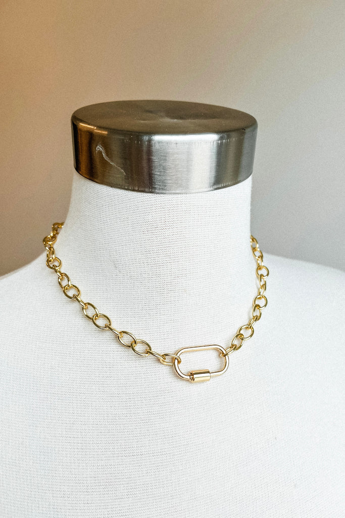Chunky Gold Carabiner Necklace - BluePeppermint Boutique