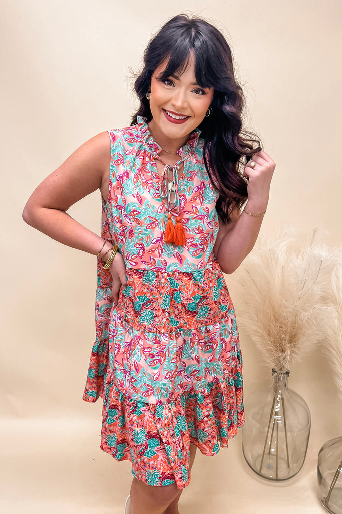 Cathy Contrast Tiered Floral Print Dress - BluePeppermint Boutique