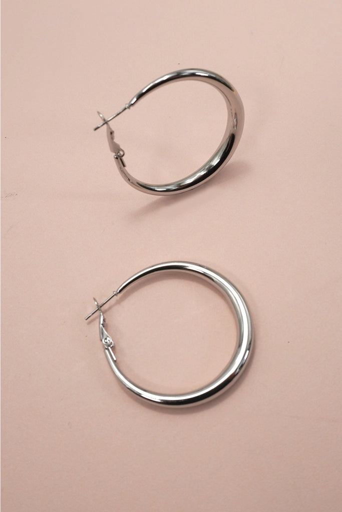 Tapered Hoop Earrings - Silver - BluePeppermint Boutique