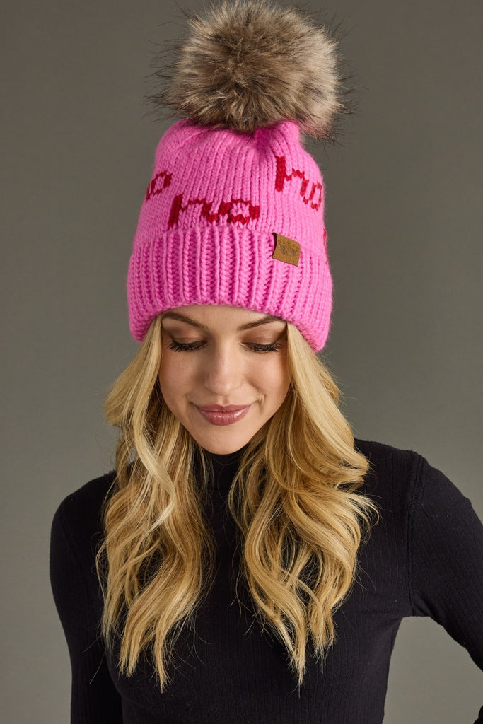 Pink Ho Ho Ho Pom Beanie - BluePeppermint Boutique