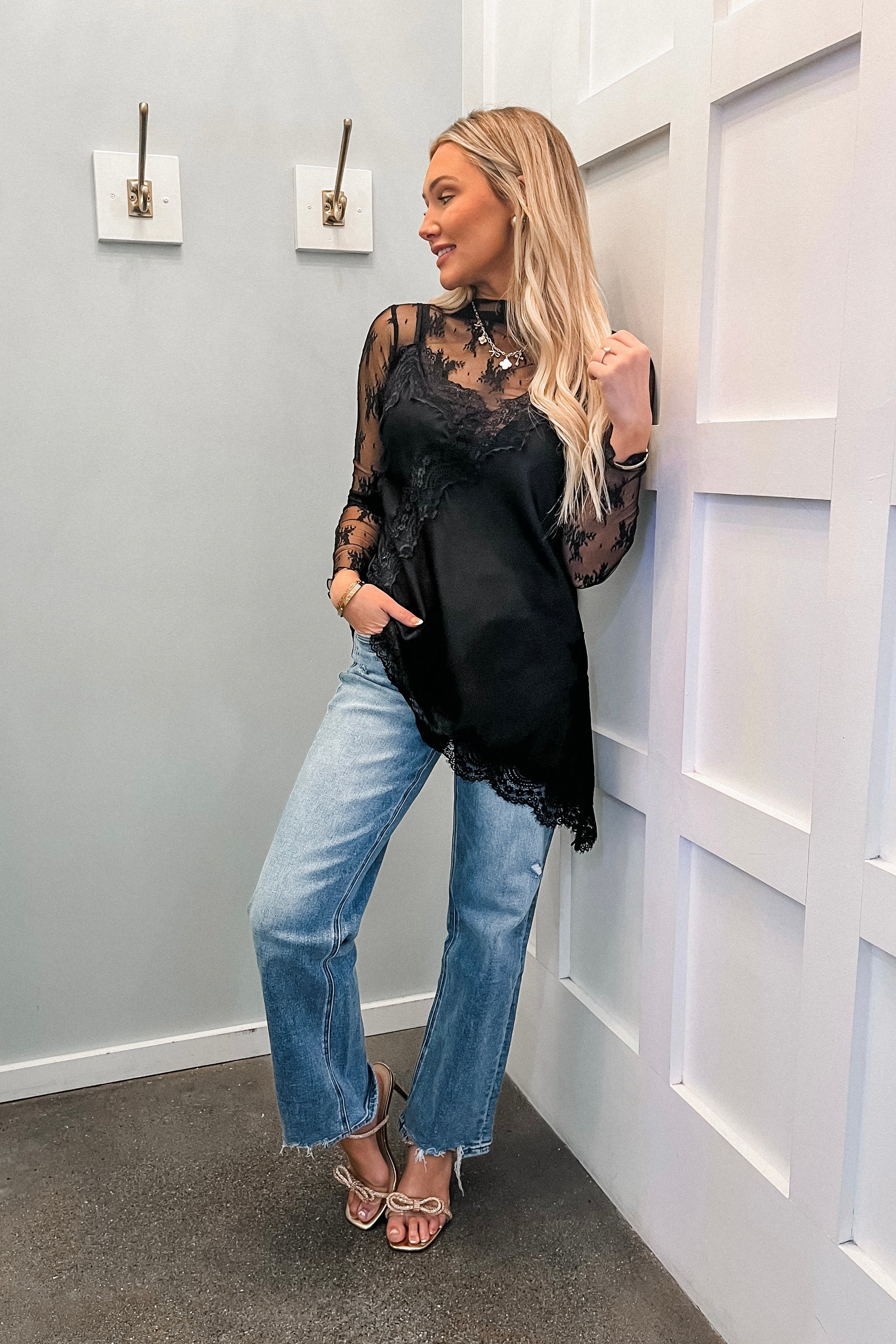 Date Night Lace Cami - Black | BluePeppermint Boutique
